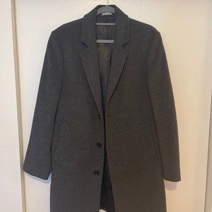 Michael Kors Men's Madison Wool Blend Modern-Fit Overcoat (Dark Grey Heather)